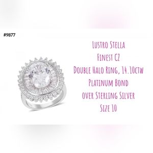 Gorgeous double halo ring, platinum bond, Sz.10. Only $34!
